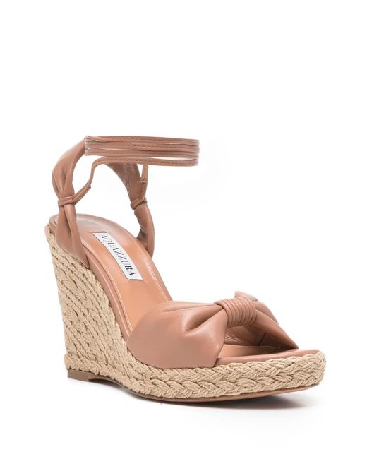 Aquazzura Pink Knot Wedge Heeled Espadrilles