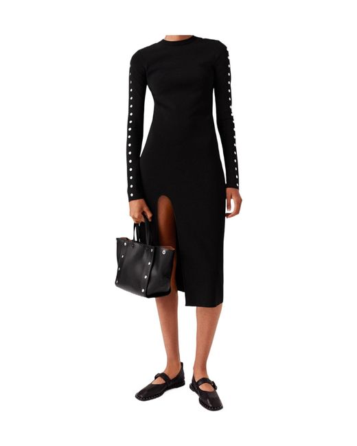 Stella McCartney Black Slit Detailed Long-Sleeve Dress