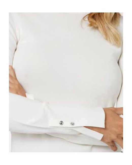 Guess White Button-Details Top