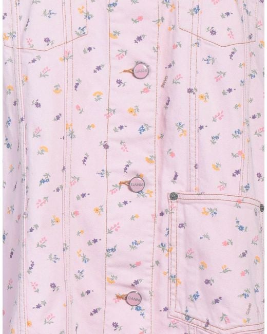 Ganni Pink Floral Print Denim Jacket
