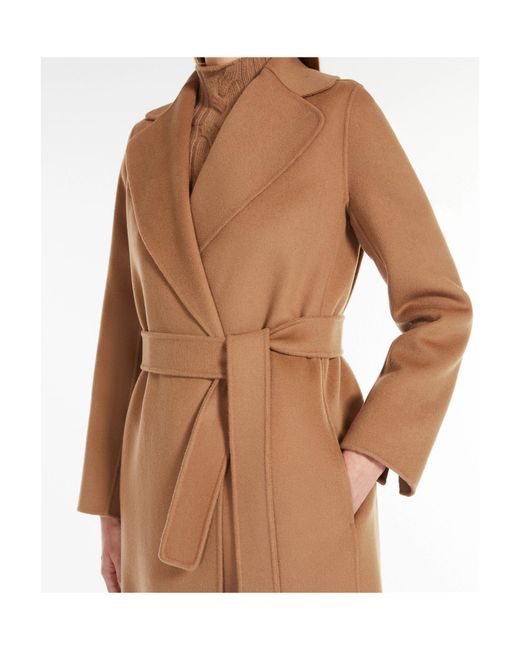 Max Mara Natural Wool Drap Wrap Coat