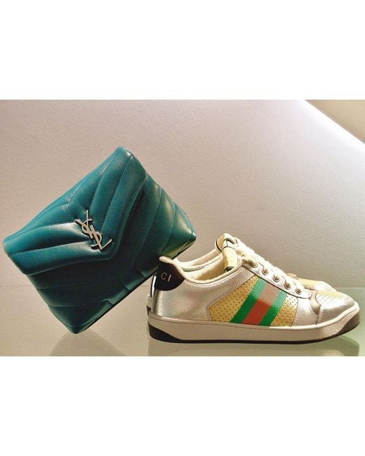 Gucci Gray Screener Low-Top Sneakers
