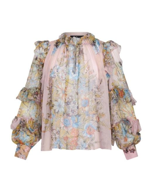 Etro Multicolor Printed Silk Blouse With Ruching