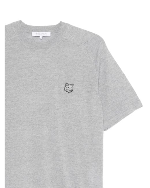 Maison Kitsuné Gray Maison Kitsuné Fox Head Short-Sleeved Jumper for men
