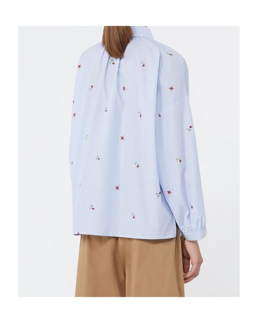 Weekend by Maxmara Blue Wkdbutterfly Embroidery Poplin Shirt