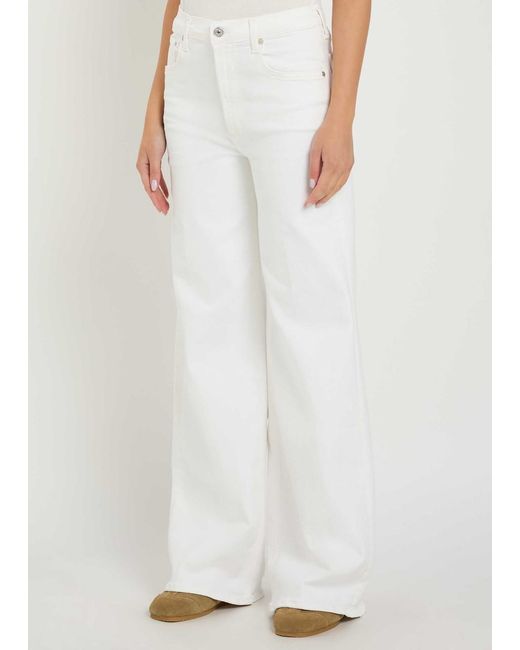 Citizens of Humanity White Lyra Long Wide-Leg Jeans
