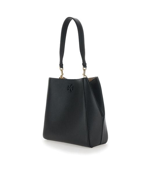Tory Burch Black Mcgraw Bucket Bag