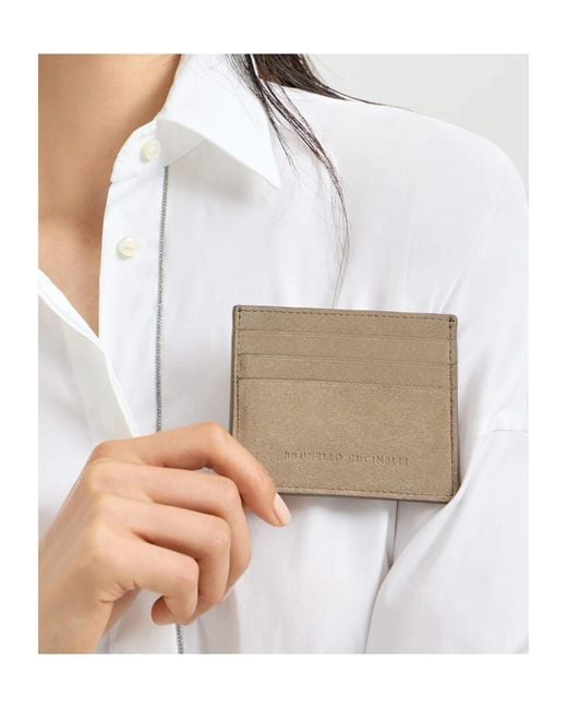 Brunello Cucinelli Natural Suede Card Holder