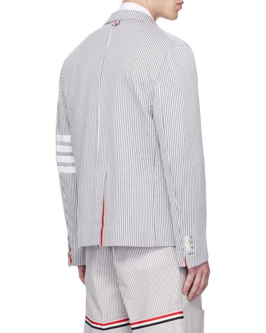 Thom Browne Gray 4-Bar Striped Single-Breasted Blazer for men