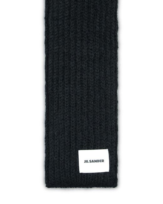 Jil Sander Black Wool Blend Scarf for men