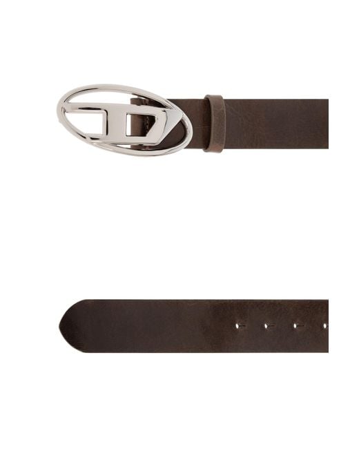 DIESEL White B-1Dr Logo Plaque Buckled Belt for men