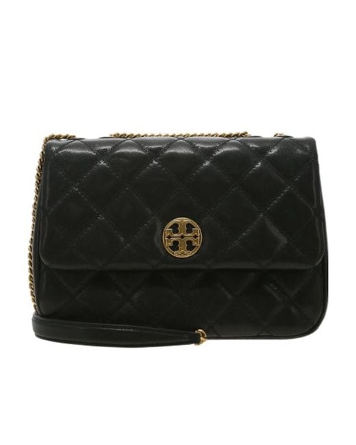 Tory Burch Black Willa Diamond Quilted Shoulder Bag