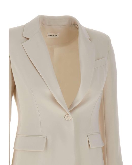 P.A.R.O.S.H. Natural P.A.R.O..H. Single-Breasted Tailored Blazer