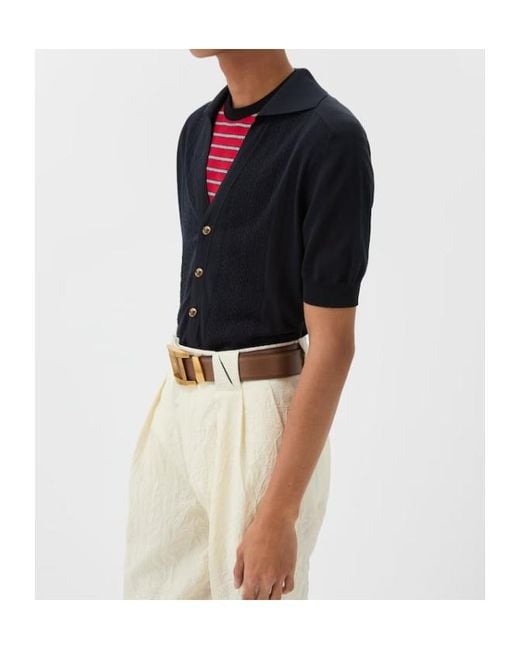 Versace Black V-Neck Knitted Polo Shirt for men