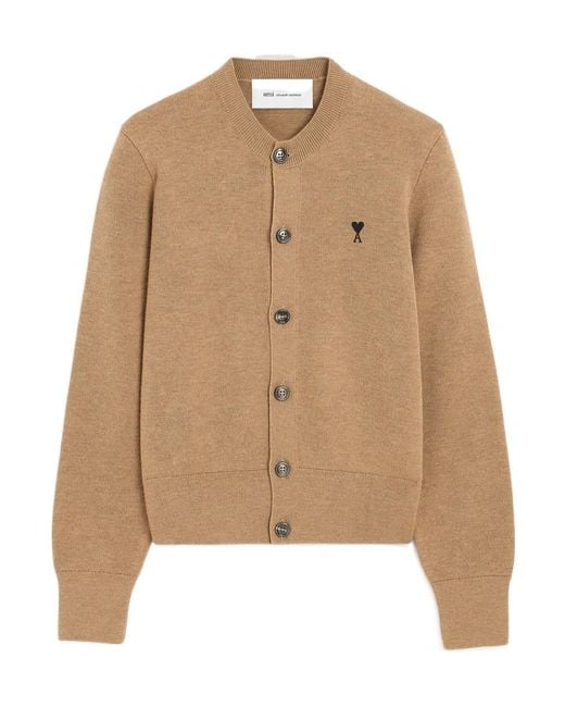 AMI Natural Ami De Coeur Crewneck Cardigan