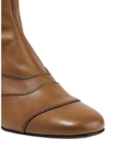 Chloé Brown Solid Color Round-Toe Ankle Boots
