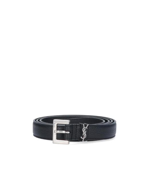 Saint Laurent White Monogram Appliqué Belt for men