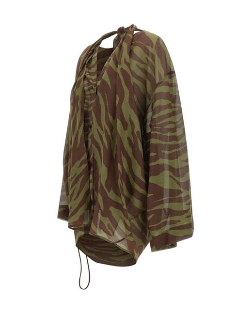 The Attico Brown The V-Neck Printed Mini Dress