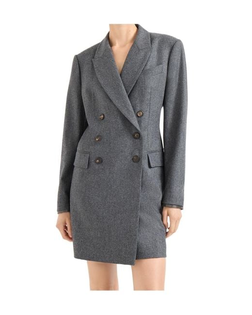 Brunello Cucinelli Gray Monili-Detail Mini Dress