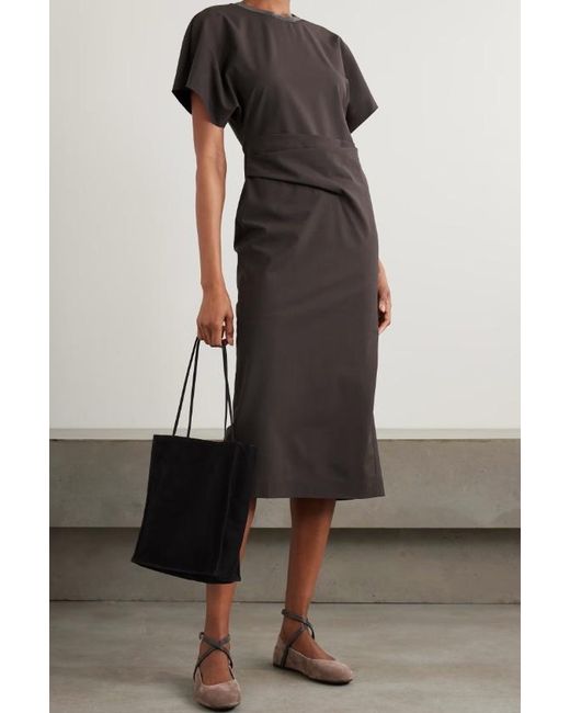 Brunello Cucinelli Black Round Neck Short Sleeve Dress