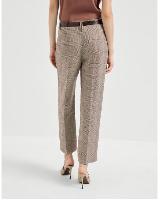 Brunello Cucinelli Gray Linen Cigarette Trousers