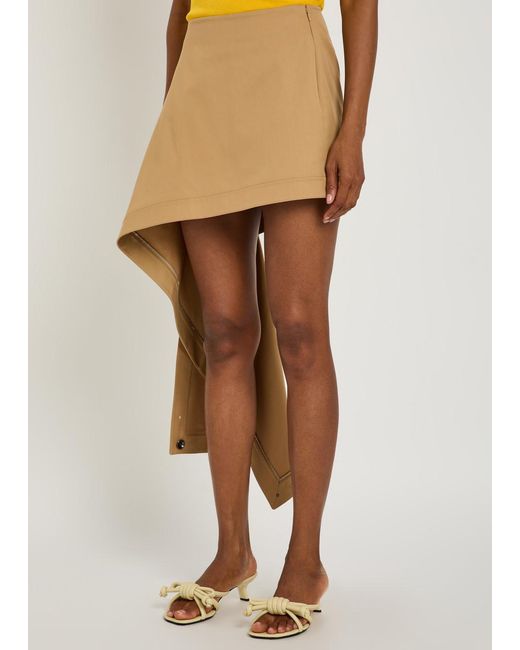 Loewe Natural Asymmetric Cotton And Silk-Blend Mini Skirt