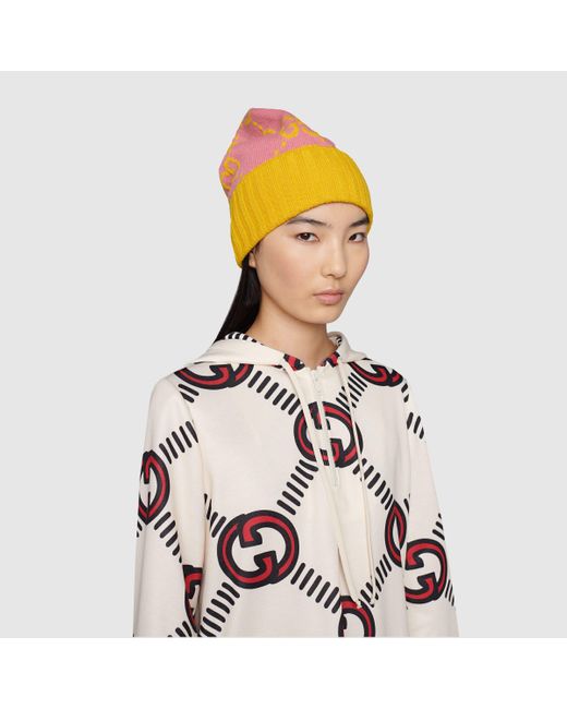 Gucci Pink Gg Knit Wool Hat