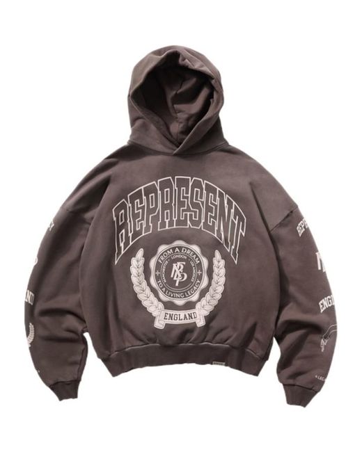 Represent Brown Crest Graphic Hoodie for men