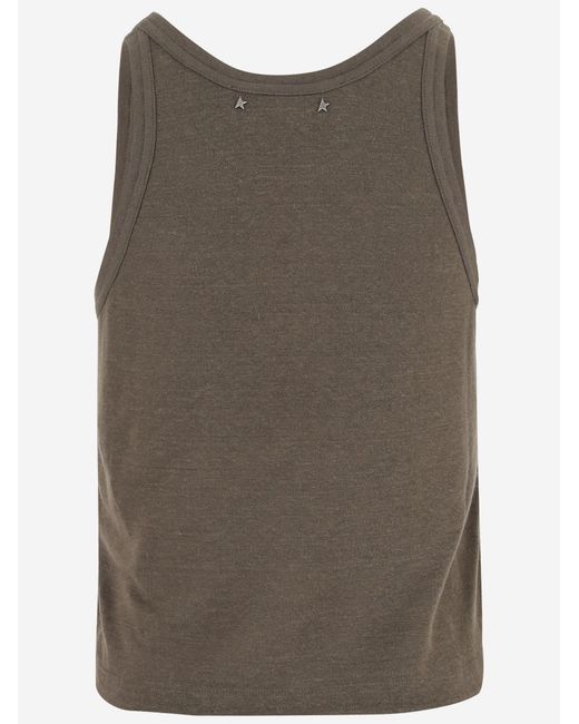 Golden Goose Deluxe Brand Brown Mara Text-Print Crewneck Tank Top
