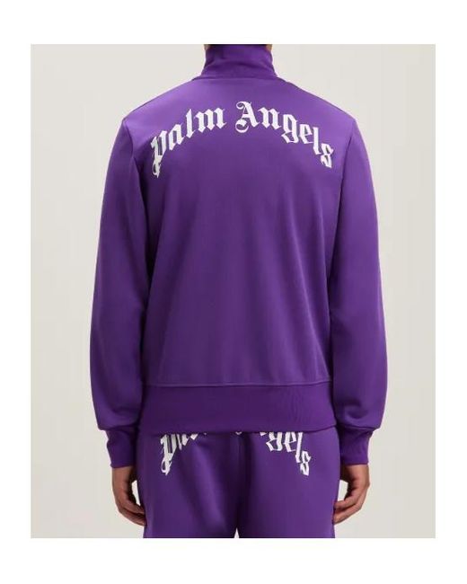 Palm Angels Purple Curved Logo Printed Track Jacket for men