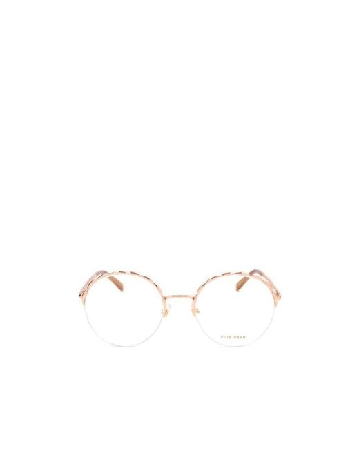 Elie Saab White Round Frame Glasses