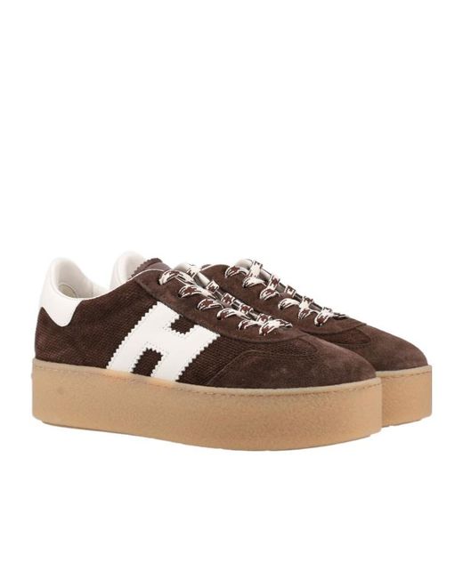 Hogan Brown Side H Patch Sneakers
