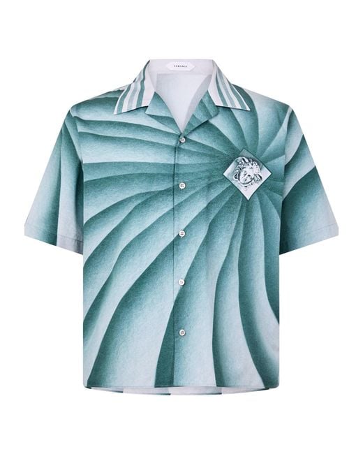 Versace Blue Gradientprint Shortsleeve Shirt for men