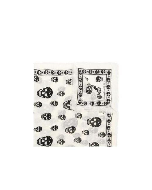 McQueen White All-Over Skull Logo Scarf for men