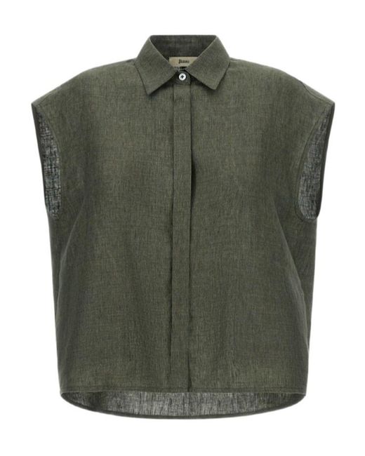 Herno Green Concealed-Fastening Sleeveless Shirt