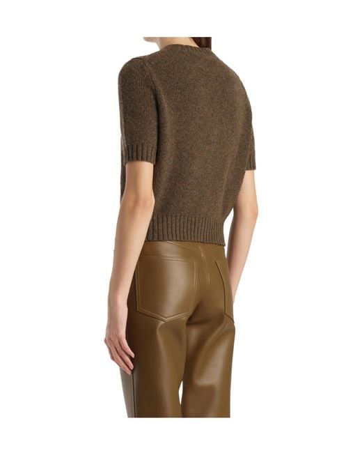 Khaite Green Cropped Shortsleeve Knit Cardigan