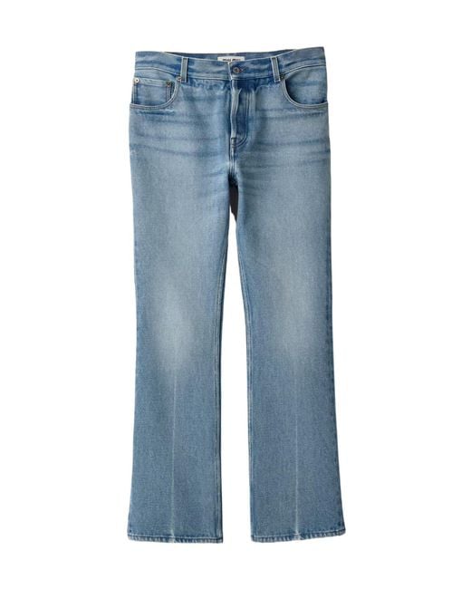 Miu Miu Blue Logo-Embroidered Straight-Leg Jeans