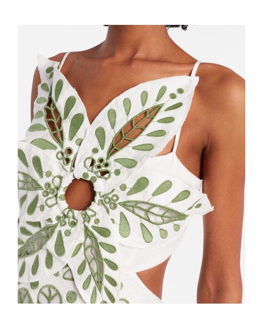 Farm Rio Green Layered Linen Maxi Dress
