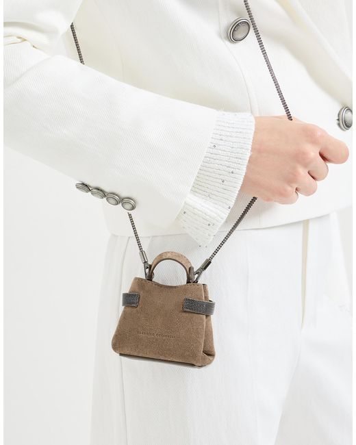 Brunello Cucinelli White Small Essence Tote Bag