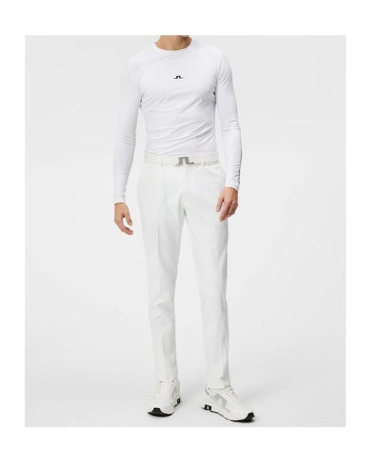J.Lindeberg White Long Sleeve Logo T-Shirt for men