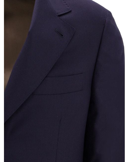 Brunello Cucinelli Blue Notched-Lapels Single Breasted Suit for men