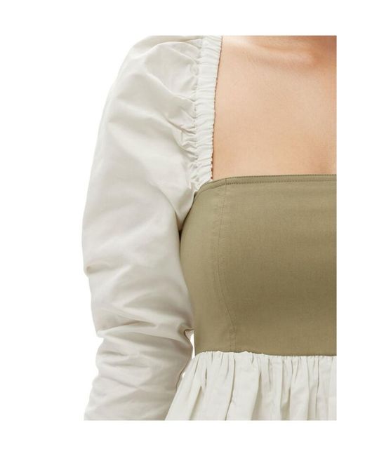 Ganni White Taffeta Mix Balloon Mini Dress