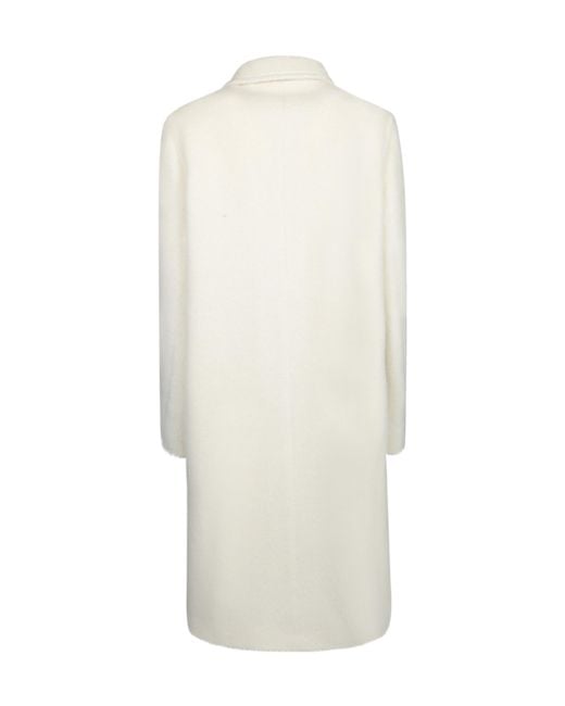 Tagliatore White Golden Button Alpaca Coat