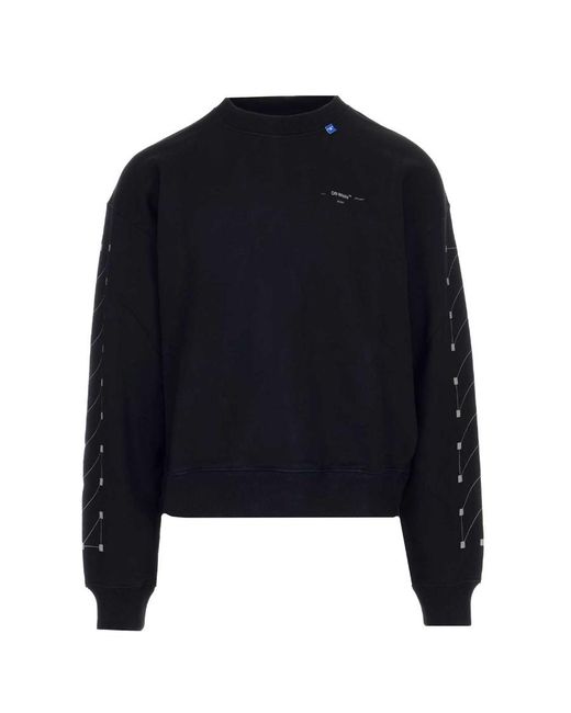 Off-White c/o Virgil Abloh Blue Bian Boxian Same Style Logo Sweater for men