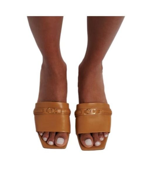 Tod's Brown Square Toe Flat Sandals