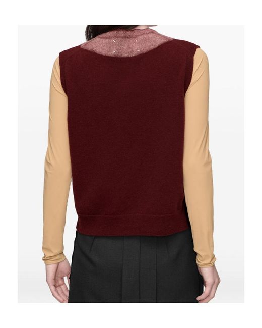 Maison Margiela Red V-Neck Sleeveless Jumper