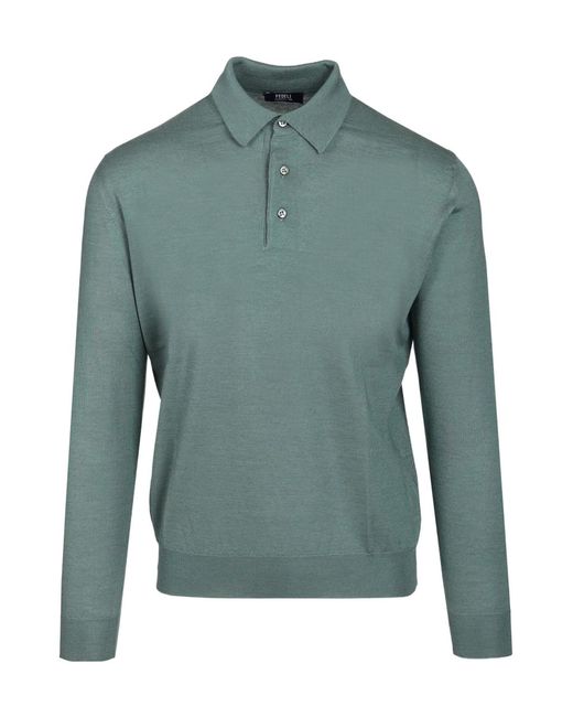Fedeli Green Long-Sleeved Sweater for men