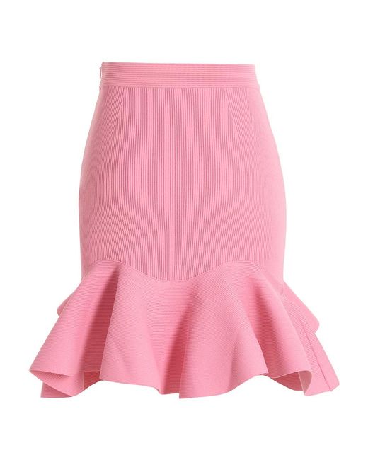 Alexander McQueen Pink Ruffle Detailed Skirt