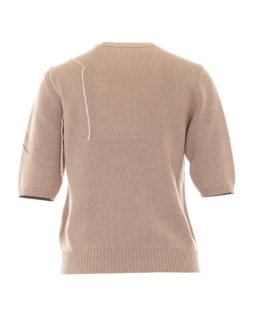 Fabiana Filippi Natural Embellished Knitted Top