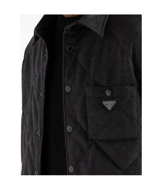 Prada Black Padded Cashmere Shirt for men